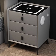 스마트 침대 테이블 무선 충전 블루투스 스피커 터치 램프 지문 잠금, 표준, Light grey