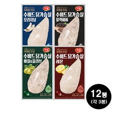 하림 수비드 닭가슴살 4종 100g 3봉씩(총12봉), 1세트
