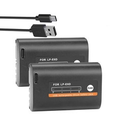 LP-E6 LPE6 배터리 캐논 5D Mark II III 7D 60D EOS 6D 70D 80D 5DS R 카메라용 C 타입 입력 LP E6 E6N, 02 2 Batteries, 1개입