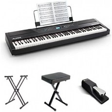패딩 시트 스탠드 및 서스테인 페달이 장착 된 Alesis Recital Pro 88 키 디지털 피아노, 단일옵션, 단일옵션