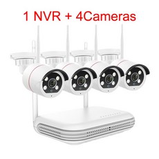 무선영상송수신기 중계Techage-4CH HD 5MP 무선 카메라 시스템 AI 얼굴 감지 다채로운 Nihgt 비전 H.265, 02 8CH NVR and 4 Camera_01 없음, 1개