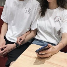 커플룩 roora커플옷 여름옷 2020뉴타입 대중적인디자인 법식 신선한느낌 두벌이한세트 t티셔츠패션