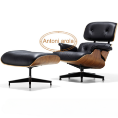 임스 라운지 체어 디자인 서재 고급 사장님 회장님 의자 eames chair 허언밀러, 블랙시트+풋스툴(월넛우드+수입가죽)