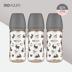 [모윰] PPSU 노꼭지 올인원 젖병 270ml 트리플팩(래빗 에디션), 컬러:핑크, 1개