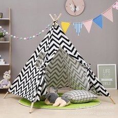 인도 티피 부엉이 1개 실내 놀이방 인디언 원단 캔버스 어린이용 텐트, 39 블랙웨이브 바길이1.1m타입