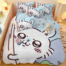 먼작귀 이불 커버 세트 치이카와 침대 침구 시트 싱글 퀸 트윈 사이즈