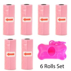 애완 동물 똥 가방 일회용 쓰레기 가죽 끈 클립 본 백 디펜서, 27.Pink 6Rolls Set