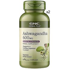 GNC 아슈와간다 아쉬와간다 600mg 60캡슐 x 2통 Ashwagandha, 60정