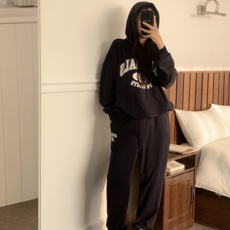 옹스랩 기모 후드 오리지널 레터링 트레이닝복 세트