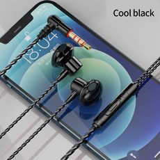 YIZHOOD 3.5MM 유선 헤드폰(마이크 포함) L 곡선 플러그 이어버드 이어폰 형 헤드폰 소음 차단 헤드셋 이어 피스 와이어드, Black-3.5mm, China