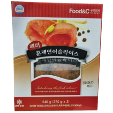 [코스트코] FOOD&C 훈제연어 페퍼슬라이스 270G x 2팩 아이스박스포장(아이스팩포함) /냉동식품, 2개