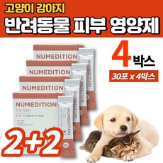 반려견 반려묘 개 강아지 고양이 스킨 피부 피모 모질 털 각질 습진 영양제 가루 파우더 분말 면역력 브로멜라인 콜라겐 비타민 A C E D3, 4팩 - 데이비스테라코트