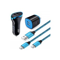 USB C Charger Set Amtobo 2Pack 6.6ft Fast Charging Type C Cord with Car Ch, Black&Blue, One Size