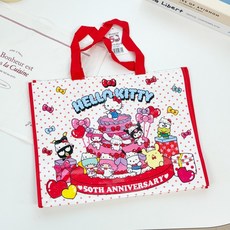 키티 50주년 토트백 대형 타포린 쇼핑백