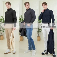 [KT알파쇼핑]니콜생지르 솔리드 우븐셔츠 3종