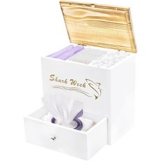 욕실용 탐폰 홀더 뚜껑 및 서랍 패드가 있는 상어 주간 보관함 정리 케이스 여성용 제품 정리함 욕실 장식 보관함(블랙), White, 1개