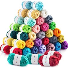  CRAFTISS 12x50g 아크릴 실 미니 타래 - 크로셰 및 뜨개질 공예 프로젝트를 위한 부드러운 1300야드 다양한 스타터 키트 벌크 성인 아동용 핫템 잇템, 60x20g 