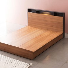 장인가구 모노 LED 수납헤드 깊은3서랍 수납침대 Q_프레임, 브라운내추럴