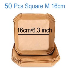 손잡이 일회용 베이킹 페이퍼 라이너 에어 프라이어 주방 사각 그, 22.50 pcs square 1.., 1개