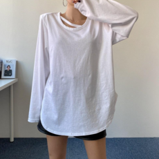 [엘샾] 여성 캐주얼 레이어드 어깨패드 티셔츠 기본 이너티