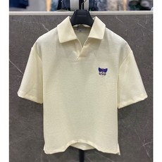 리버클래시 24S/S 옐로우 오픈 카라 오버핏 반팔 티셔츠 (LKS41345)