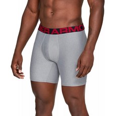 완벽한 편안함 빠른 건조 속옷 그레이 LG를 제공하는 Under Armour 남성 테크 6in 2 팩 복서 브리프