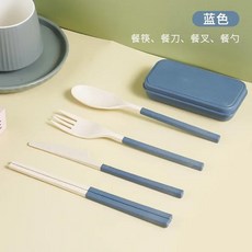 박스 밀 빨대 커트레이 식기 스푼 포크 젓가락 분리형 휴대용 여, 1개, 4.Blue 4PCS