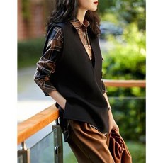 여성용 모직 나시 브이넥 옆트임 재킷 조끼 Women's Vest