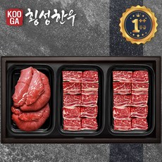 [냉장/냉동]쿠가 횡성한우 어사품 1++등급 3구세트 [불고기+찜갈비+찜갈비] 1.9kg/근내지방도7이상, 불고기1팩+찜갈비2팩/1.9kg 투플, 1개
