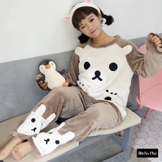 수면잠옷 겨울 극세사 홈웨어 동물 곰돌이 파자마 겨울잠옷 상하의세트
