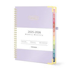 Forvencer 아카데믹 플래너 2025-2026 하드커버 주간 및 월간 캘린더 플래너 2025년 7월 - 2026년 6월 15.2 x 20.3cm(6 8인치) 탭이, 퍼플