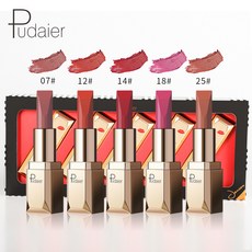 Pudaier 매트 벨벳 립스틱 세트 붙지 않는 컵 5 색 립 글로스 립 글레이즈 립 글로스, 02 03, 01 CHINA, 1개