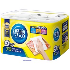 得意 捲筒式廚房紙巾 70張, 6捲, 5袋