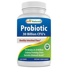 Best Naturals 프로바이오틱 10가지 균주 300억 CFU 장내 식물상 120 식물성 캡슐, 120정, 1개