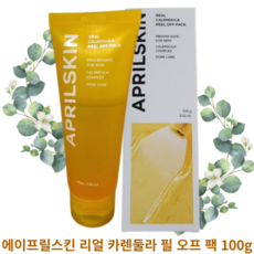 [에이프릴스킨] 리얼 카렌둘라 필 오프 팩 100g APRILSKIN REAL CALENDULA PEEL OFF PACK 저자극필링 비건인증 피부결개선 유분개선 노폐물세정력, 1개