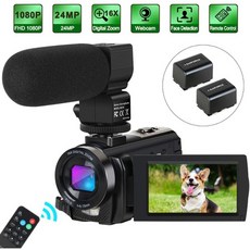 해외Aabeloy 캠코더 비디오 카메라 디지털 유튜브 블로깅 카메라 HD 1080P 30FPS 24MP 16X 디지털 줌 7.6c, 상세 설명 참조0