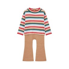 (백화점 상품) [갭 Kids] [베이비 여아 0-24개월] 해피 스트라이프 니티드 세트_카멜 5233445501 3861759, 카멜, 12M