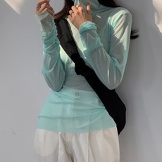 하하직구 긴팔 이너셔츠 소매 망사 이너티셔츠 봄 가을 룩 년 얇은 상의 이너웨어 목폴라 여성 사의