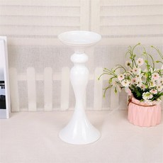 촛대 초 화이트 골든 실버 캔들 금속 꽃 스탠드 꽃병 테이블 센터 피스 플라워 랙 도로 리드 웨딩 장식, White 32cm