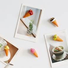 음식 미니 마그넷 5종 세트장식 홀더 아이스크림 초밥 빵 디저트 메모자석 냉장고 자석, 아이스크림 콘 세트 5종 (MA0016)