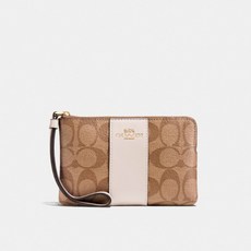 코치 [HAPPYNY] COACH_ F58035 CORNER ZIP WRISTLET (KHAKI IVORY)