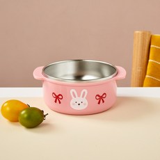 모던하우스 이중스텐 깊은대접 논슬립 14.8CM 리본래빗 KI0325004, 1개
