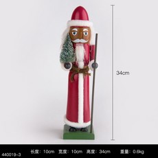 호두까기인형 장식 프랑스 크리스마스 인테리어 소품, 산타 클로스 모델 블랙 페이스 [34cm]