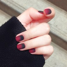 젤네일팁 간편하게 붙이는 네일팁 롱 오벌 숏 타입, 1세트, NT135 다크레드 무광