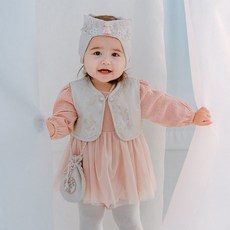 [해피프린스]온새미로 바디슈트 여아 아기 한복세트