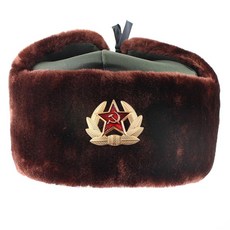 CAMOLAND 러시아 Ushanka 폭격기 모자 여성용 남성용 소련 육군 군사 배지 겨울 모자 열 가짜 모피 귀고리 스노우 캡