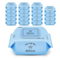 Bebeen 더블 아기 물티슈 휴대캡형, 25매입 x 60팩