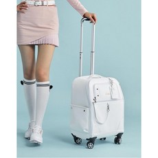 헤지스 골프 여성 20FW [SHINY TROLLY BOSTON BAG]화이트 스터드 장식 캐리어 보스턴백 HWGF0F512OW, OFF WHITE