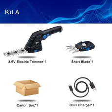 잔디깎는기계 2 1 전기 헤지 트리머 무선 3.6V USB 가정용 잔디 깎는 기계 충전식 잡초 전단 전정 모어 정, 01 KIT A_02 미국
