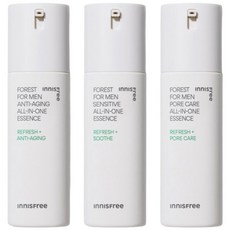 INNISFREE 綠樹林風男士精華系列 抗皺緊緻精華, 改善皺紋與肌膚暗沉, 化妝水乳液精華液多效合一, 濟州葛札瓦黑酵母配方, 100ml, 3瓶